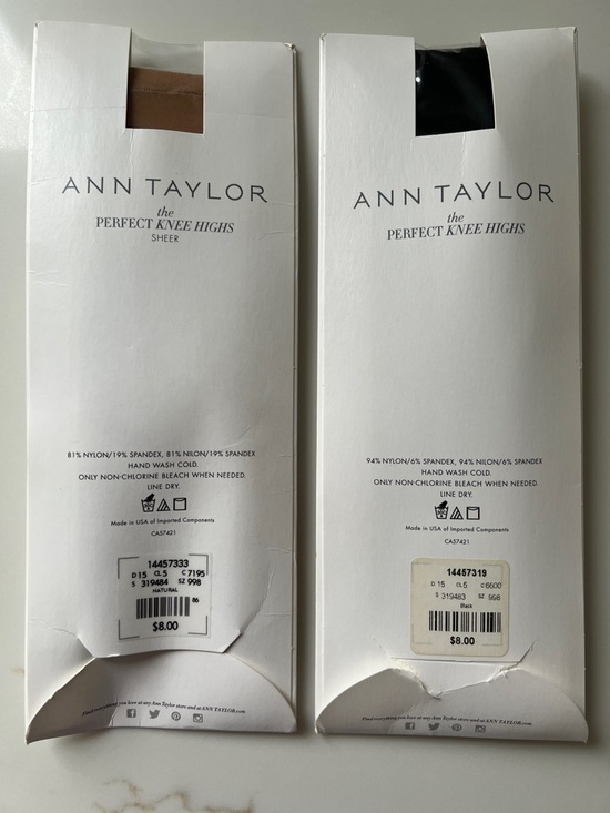 Ann Taylor Knee Highs Duo — sheer Nude & Black opaque NEW - Picture 4 of 4